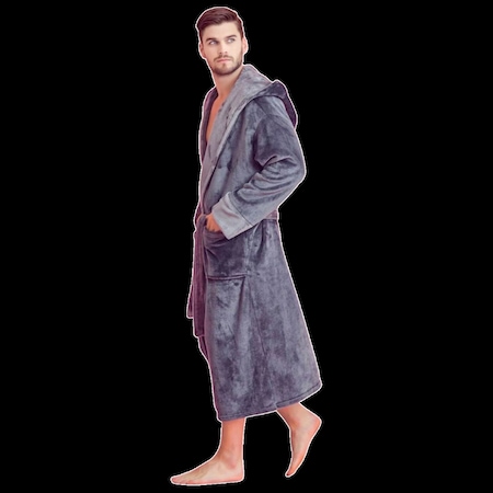 Towelsoft Men Plush Shawl Collar Robe, Unisex Gray L/XL PLH-RB-Men-GRY-L